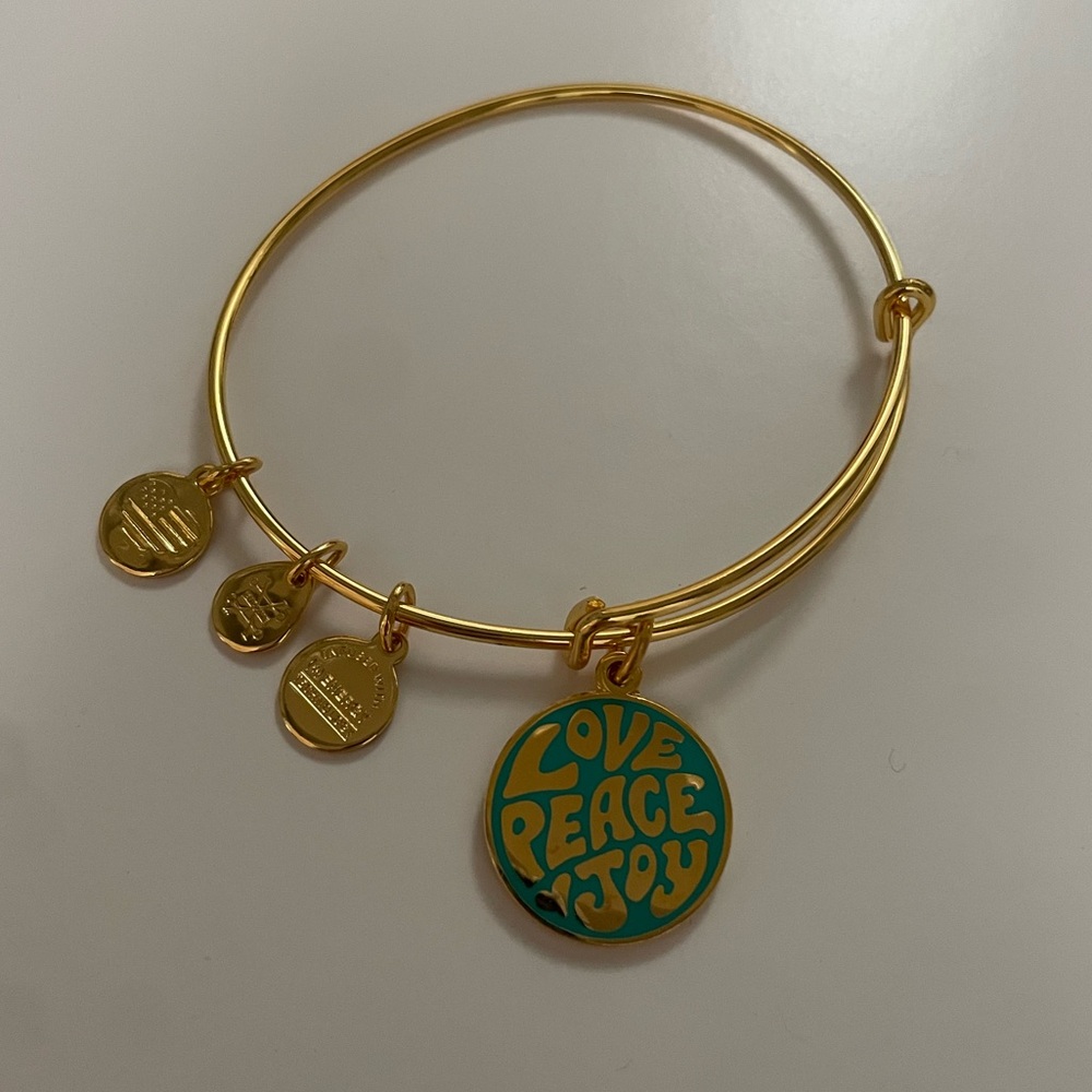 Gold “Love Peace Joy” Alex and Ani Bracelet
